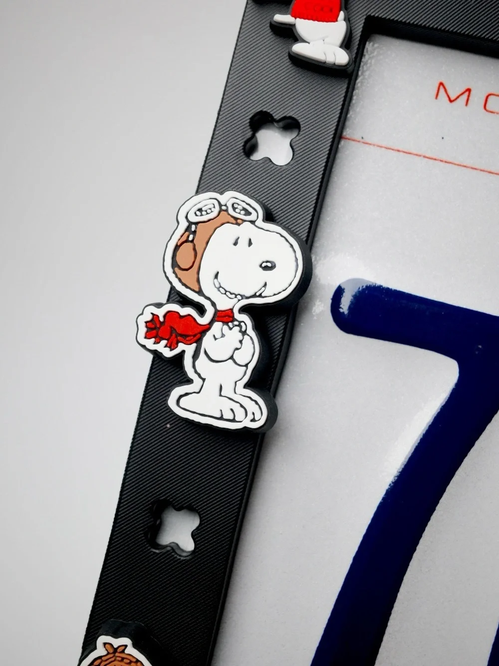 Peanuts Character Black License Plate Frame with Snoopy & Friends